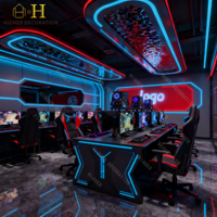 Design moderne de salle de jeux pour cafés Internet et e-sports ergonomiques, et mobilier durable pour club de jeux, y compris une table d'ordinateur