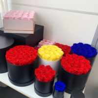Lovebay Natural Preserved Rose für Muttertag für immer Blume Real Infinity 99 Ewige Rosen in Round Heart Square Gifts Box