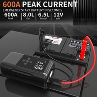 Compresseur d'air portable pour voiture ABS 12V 6400mAh avec gonfleur de pneus, manomètre numérique, pince de démarrage d'urgence CE