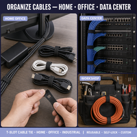 Attaches-câbles en polyester noir les plus vendus, réglables et réutilisables pour la maison ou le bureau, attaches auto-agrippantes pour le chargement sur bureau