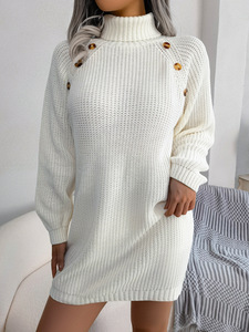 Abiti <span class=keywords><strong>in</strong></span> <span class=keywords><strong>maglia</strong></span> bianca LI-ZD003 per le donne natale inverno Casual a collo lungo a manica lunga <span class=keywords><strong>abito</strong></span> da donna maglione <span class=keywords><strong>bianco</strong></span> con bottoni - Product Image 4