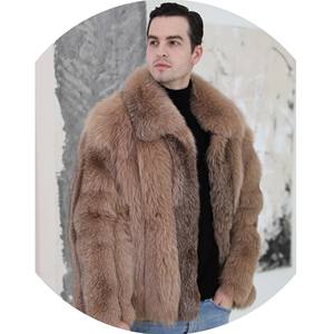 Luxury Men Custom Size <strong>USA</strong> Size Blue Fur Collar Genuine <strong>Leather</strong> Bomber Fur Jacket Coat - Product Image 1