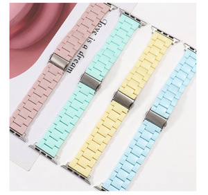 <span class=keywords><strong>Correa</strong></span> de reloj de resina de moda para <span class=keywords><strong>Apple</strong></span> <span class=keywords><strong>Watch</strong></span> ultra Iwatch 44mm 40mm <span class=keywords><strong>correa</strong></span> de reloj acrílica de plástico arcoíris de repuesto - Product Image 2