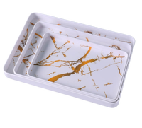 Plateau de service rectangulaire en mélamine, durable, de luxe léger, personnalisable, pour fruits, thé et desserts d'hôtel, vente en gros
