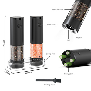 Özel Tasarım Cliton Kelitong Pille Çalışan Harici Ayarlanabilir Baharat Değirmeni Tuz Karabiber Değirmeni Elektrikli Tuz ve Karabiber Öğütücü Seti - Product Image 4