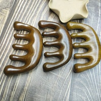 Peigne de massage du cuir chevelu en bois de santal 100% naturel, design sculpté en forme de boule, à dents larges, pour points d'acupuncture et tension musculaire du cuir chevelu
