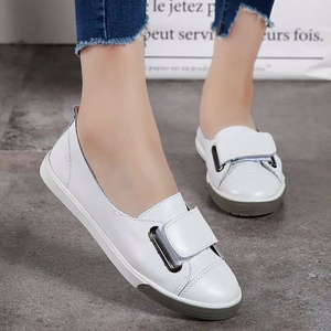 Zapatos planos versátiles para <span class=keywords><strong>mujer</strong></span>, calzado de cuero genuino sin cordones, informales, de Color sólido, para exteriores, para trabajo, color blanco, primavera y otoño, <span class=keywords><strong>2022</strong></span> - Product Image 3
