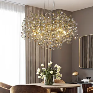 Usine directe personnalisation lampe cristal Led plafond suspendu nordique moderne pendentif luxe lustre lumière pour salon