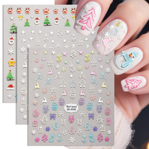 Nuevas pegatinas navideñas 5D para uñas, calcomanías autoadhesivas en relieve para decoración de uñas, decoración festiva para salón de manicura, venta al por mayor - Product Image 3