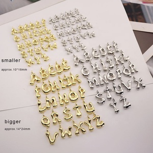 JS2004 Popular <strong>Silver</strong> 18k Gold Plated Bubble Balloon Puff Puffy Alphabet Initial Letter <strong>Charms</strong> Pendants - Product Image 2