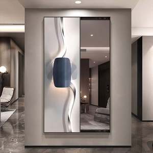 <span class=keywords><strong>Specchio</strong></span> a Figura Intera Moderno di Lusso per Ingresso <span class=keywords><strong>e</strong></span> Corridoio, <span class=keywords><strong>con</strong></span> Sistema Push-Pull Nascosto <span class=keywords><strong>e</strong></span> Decorazione Murale in Cristallo <span class=keywords><strong>e</strong></span> Porcellana - Product Image 3