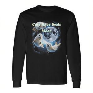 Camiseta de manga larga con estampado de focas lindas y luna - Product Image 2