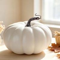 Promotion : Citrouille Artificielle Blanche Mate en Mousse avec Tige Courbe Style Vintage – Décoration de Table pour Thanksgiving, Halloween et Ferme Rustique