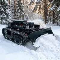 Tondeuse robot sans fil industrielle 4 temps à moteur thermique, télécommandée, avec chasse-neige détachable, support de transport robuste et éclairage LED