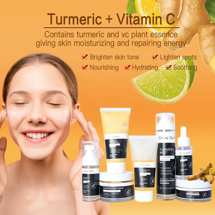 Natural Organic Turmeric Skin Care Set Men Women Care Wholesale Vegan Facial Anti Acne Serum Skincare Cream Face Care Whitening