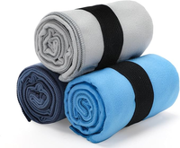 Serviette de sport portable en microfibre tissée, personnalisable avec logo, impression multicolore, pour la gym et l'entraînement, avec bande élastique