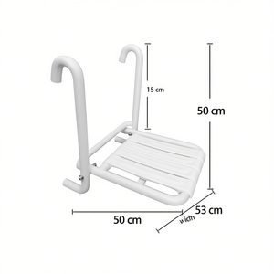 Asiento de ducha colgante de 50 cm de largo, 15 cm de ancho y 53 cm de altura, plegable para baños - Product Image 2