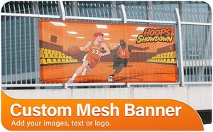 Banners rectangulares personalizados de malla para cercas, estilo colgante/guirnalda, con ojales metálicos, doble costura y estampado de imagen personalizada - Product Image 6