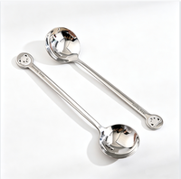 Cuillère à mélanger en acier inoxydable 304, finition miroir, long manche, motif ours mignon, cuillère à dessert pour café et crème glacée