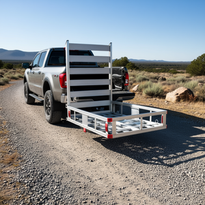 Porte-bagages de remorque en aluminium 50 x 29,5 x 8,7 pouces avec rampe pliante pour montage sur attelage de 2 pouces avec réflecteurs rouges - Product Image 2