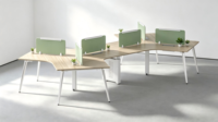 Bureau de travail en forme de L moderne pour 6 personnes avec un design contemporain et une solution de bureau commerciale