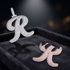 Pendentif personnalisé en moissanite, argent 925, serti clos, plaqué or rose, de luxe, pour usage quotidien, unisexe - Product Image 1