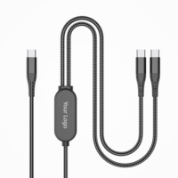 Câble de charge et de données USB C vers double Type C tressé 140W 2 en 1, 1,2m, alliage d'aluminium, logo personnalisé