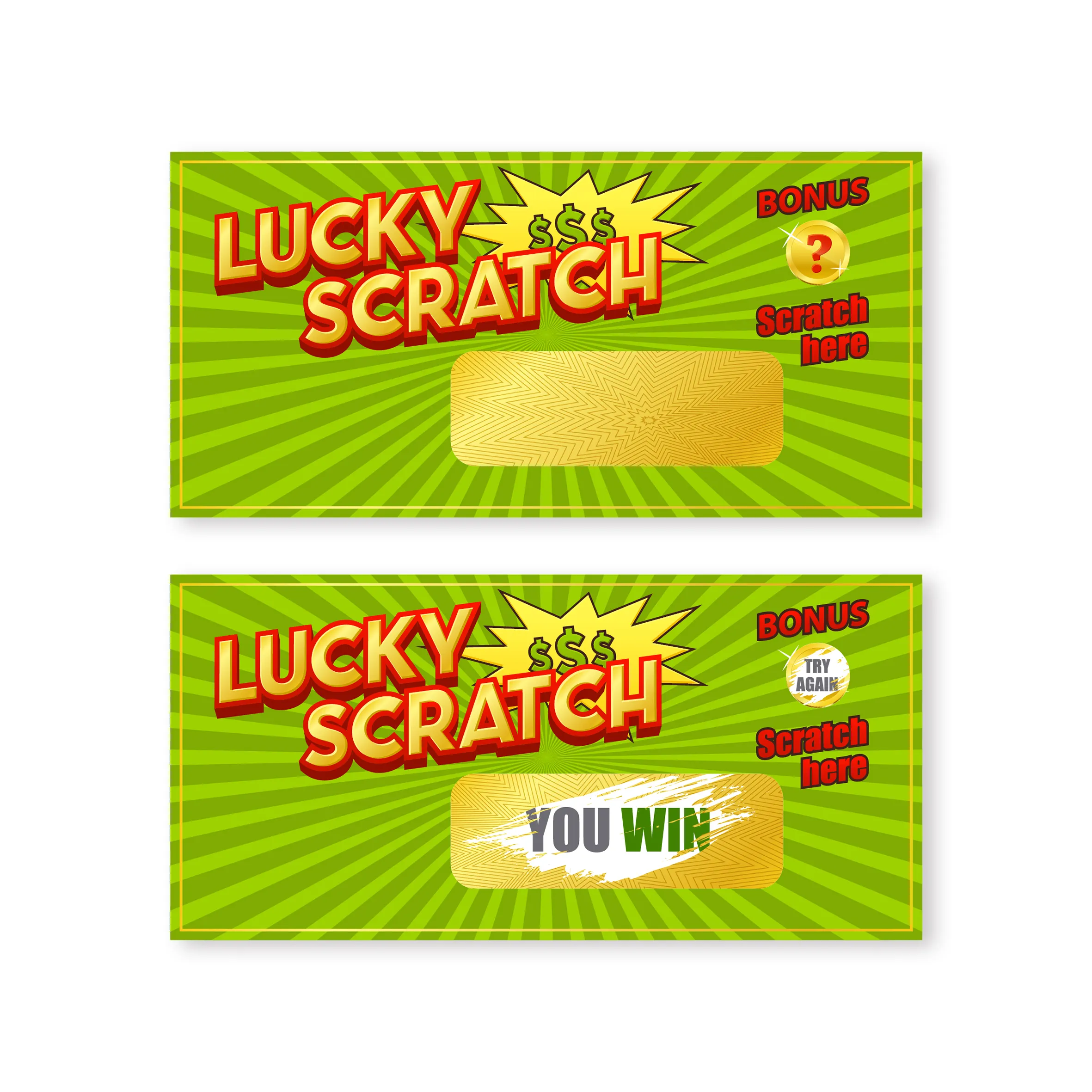 Free Design Custom Double-Sided Printing High-Quality Scratch Win Lottery Ticket Cards