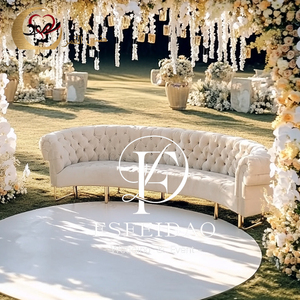 Event Loveseat Velvet Tufted Arm Sofa for Wedding Apartment Hotel Use-Bride and Groom Sofa - Product Image 5