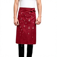 Tablier de chef sans manches mi-longueur en polyester imperméable pour hôtel, café, restaurant occidental, tenue de travail pour serveur - En stock