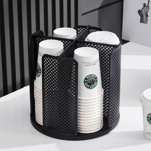 360 Degree Rotating Cup Holder Disposable Divided Paper Cup Storage Rack Desktop Organizer For Coffee Milk <b>Tea</b> Cups - Product Image 1