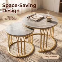 Table basse ronde de designer italien moderne, surface en marbre, base en acier inoxydable, mobilier de luxe pour salon et hôtel, fabrication en usine