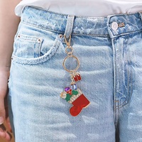 Porte-clés Kenjie Original Design en forme de chaussette de Noël avec plaque en cristal électroplaqué à l'acide acétique, ornement de Noël, pendentif pour sac cadeau