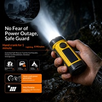 Lampe torche à clé solaire à manivelle, étanche en ABS, trois niveaux de luminosité, rechargeable, portable, pour le camping en extérieur et les situations d'urgence