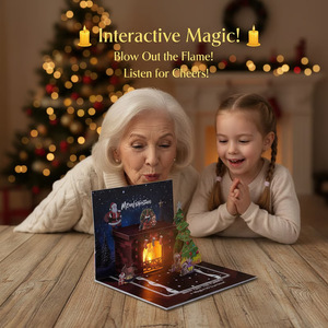 Tarjeta de Navidad Interactiva Mágica, Tarjeta de Felicitación 3D Pop-Up con Luz y Sonido para Celebraciones Navideñas - Product Image 3