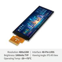 Modul LCD TMK 6.75" 480x1280 IPS LED Backlight Bar LVDS 1000nits Tahan Cahaya Matahari, Strip Vertikal, untuk Mesin Vending Luar Ruangan