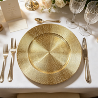 13 Zoll Goldener Langlebiger PP Glitzer-Platzteller für Hochzeiten Silvesterpartys Tischdekoration