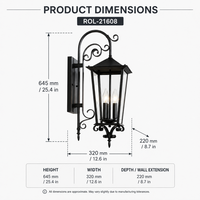 Lampe murale extérieure américaine en aluminium cylindrique, IP65 étanche, lumière de jardin LED avec diffuseur en verre trempé Ra90, garantie de 3 ans