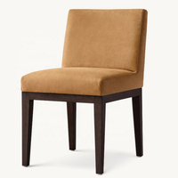 Chaises de salle à manger modernes en tissu rembourré et bois, chaises d'appoint sans accoudoirs pour la maison et les salles à manger de villas