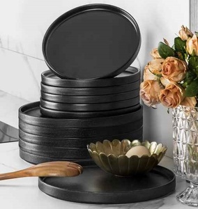 Logotipo personalizado Mate fino plano negro <span class=keywords><strong>melamina</strong></span> <span class=keywords><strong>vajilla</strong></span> Fruta <span class=keywords><strong>melamina</strong></span> comida servir platos plato <span class=keywords><strong>melamina</strong></span> - Product Image 2