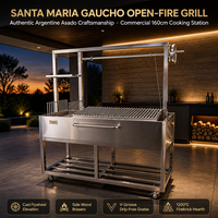 Grill de style Santa Maria en acier inoxydable robuste et moderne, manivelle manuelle, portable, pour barbecue au charbon de bois