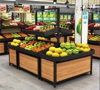 Presentatietafel voor verse producten, supermarkt schap, groente- en fruitkast voor winkels