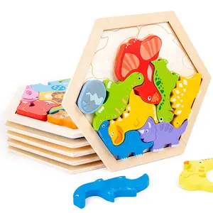 Creative Themed Wooden 3D Puzzle Toy for Preschool Boys and Girls Early Education and Fun with Cartoon Character Building Blocks