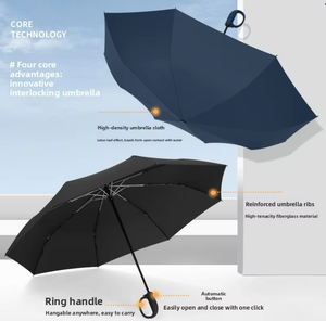<span class=keywords><strong>Parapluie</strong></span> <span class=keywords><strong>Homme</strong></span> Entièrement Automatique à Boucle Anneau, en Alliage, Trois Plis, 10 Baleines, Anti-UV, Extra Large, Renforcé et Robuste, pour le Commerce International - Product Image 4