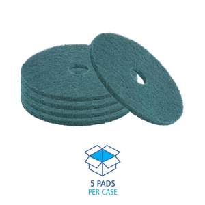 18 pouces. Tampons de nettoyage de sol verts robustes de grande taille pour nettoyeurs professionnels - 5/paquet - Product Image 1