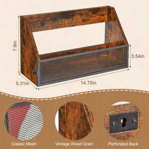 Wooden Record Storage Box <b>Rectangle</b> Desktop CD Album Organizer Hot Stamping Gold Silver Finish Standing Type General Packaging - Product Image 4