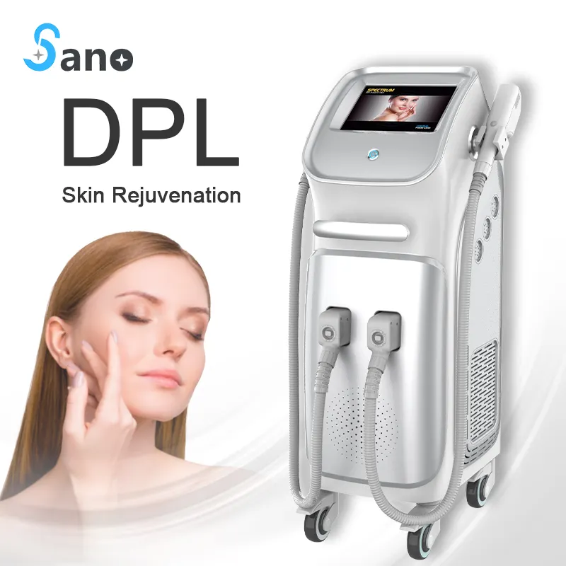Sano máquina de rejuvenescimento da pele, máquina laser dpl para cuidados com a pele, remoção de pelos dpl, 2 alças, máquina vertical de rejuvenescimento da pele opt dpl