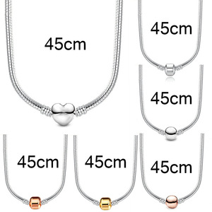 Collana Unisex Elegante e alla Moda in Argento Sterling 925 Placcato con Catena a Osso di Serpente e Perla, 46cm, Vendita all'Ingrosso - Product Image 1