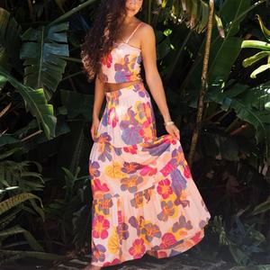 Vestido Casual OEM de Alta Calidad, Ropa de Playa Estampada, Vestido Maxi de Dos Piezas Plisado de Rayón Hawaiano Hecho a Medida - Product Image 4