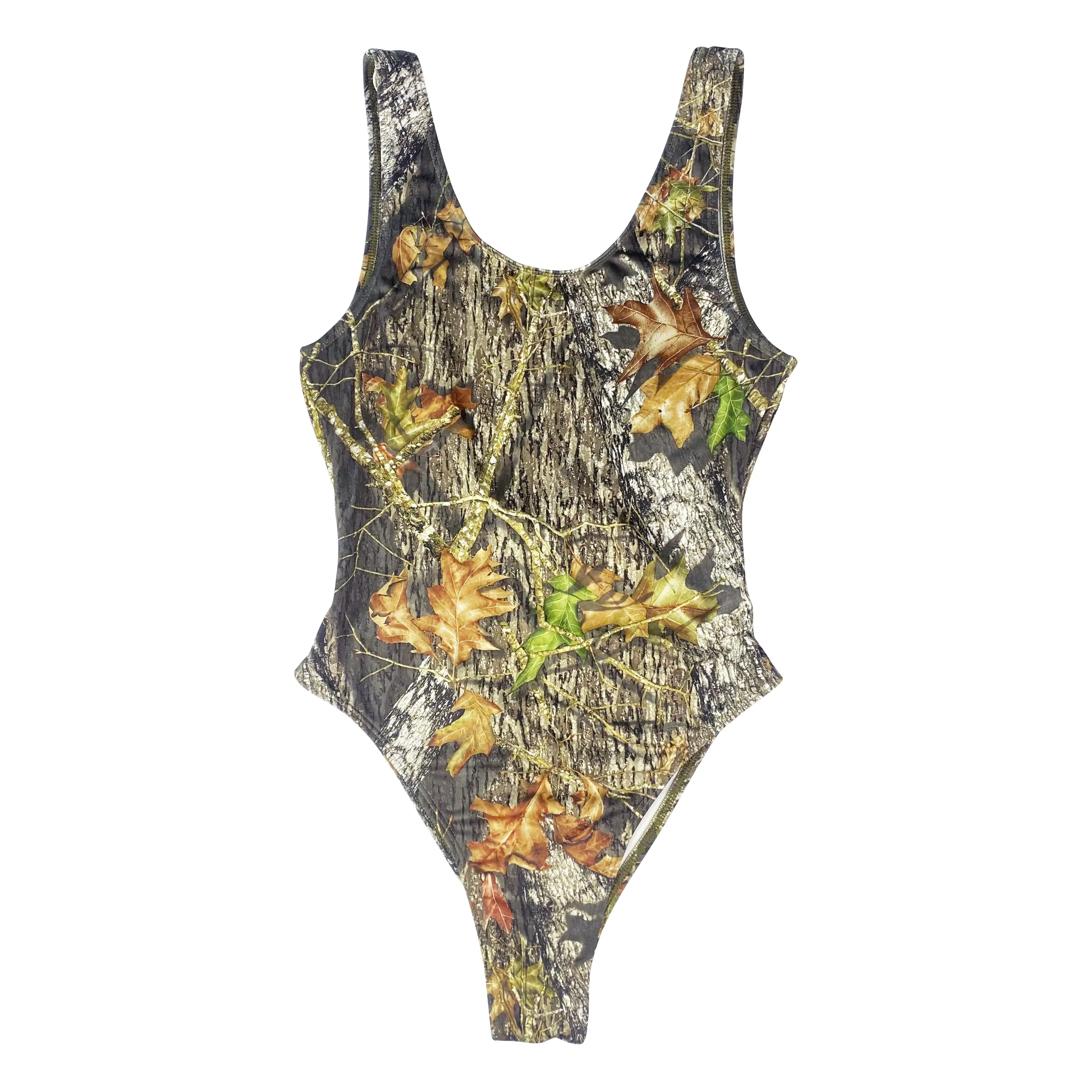 Jonathan Swim Custom Tree Military Green Camouflage One Piece Bikini For Women Swimwear